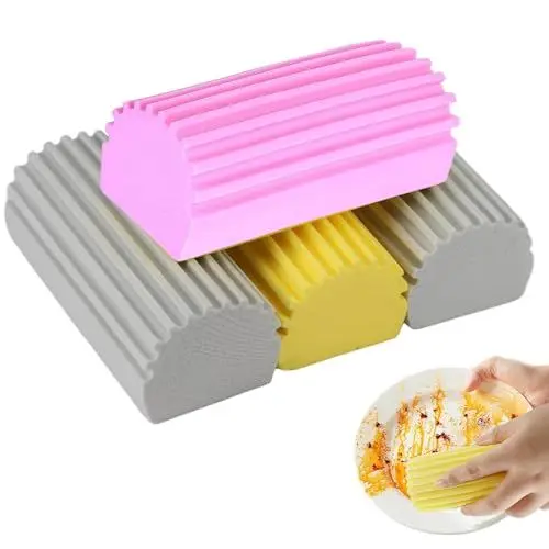 Produktbild: 4er-Pack Damp Duster Staubschwamm Damp Clean Duster Sponge Leistenschwamm Staub Schwamm Rillen zum Reinigen von Glas, Thekenleisten, Jalousien, Autoleder, Sofas und Anderen Oberflächen