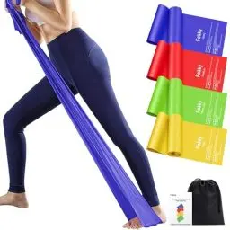 Produktbild: 4er-Set Fitnessbänder Resistance Bands 2m Lang Gymnastikband, Fitnessband Widerstandsbänder in 3 Stärke, Fitnessbänder Gummiband Sport für Crossfit, Muskelaufbau, Yoga, Pilates für Männer und Frauen