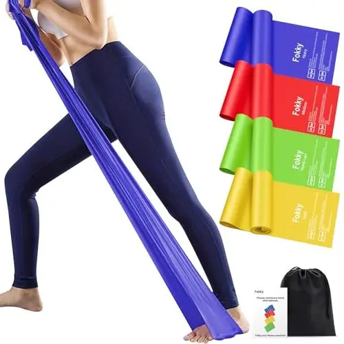 Produktbild: 4er-Set Fitnessbänder Resistance Bands 2m Lang Gymnastikband, Fitnessband Widerstandsbänder in 3 Stärke, Fitnessbänder Gummiband Sport für Crossfit, Muskelaufbau, Yoga, Pilates für Männer und Frauen