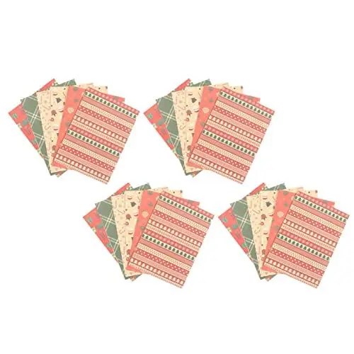 Produktbild: 4er-Set Weihnachts-Geschenkpapier – 27,6 X 19,7 Zoll Weihnachts-Geschenkpapier mit Klassischen Mustern, DIY-Kraftpapier, Dekoratives Bastelpapier