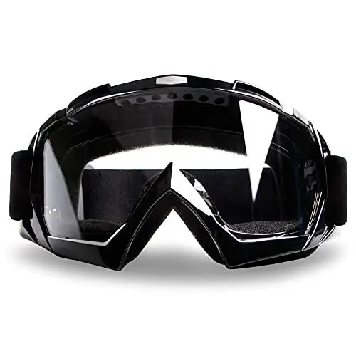 Produktbild: 4-FQ Motocross Brille, Motorradbrille, Hochwertige Off Road Racing Crossbrille, Anti Fog UV Schutzbrille Sportbrille Retro Radbrille für ATV Dirt Bike, Verstellbarer Brille für Brillenträger (clear)