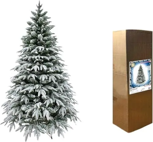 Produktbild: SHATCHI 6ft/1.8m Künstlicher Weihnachtsbaum Lappland Tanne-Schnee beflockt Grün 935 PE/PVC Zweigspitzen, klappbarer Metallständer für Haus Weihnachtsdekorationen, 180cm