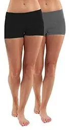 Produktbild: 4How 2er Pack Sport Shorts Damen kurz eng Tights Radlerhose Baumwolle Sporthose Fitness Yoga Cycling Shorts Hotpants Blickdicht Schwarz+Grau XL