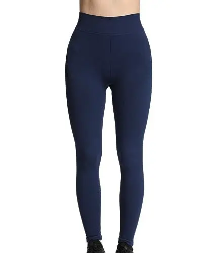 Produktbild: 4How Sportleggings Damen 7/8 Blickdichte High-Waist Baumwolle Weich Sporthose für Lässig Yoga Gym Laufhose Size Blau XL