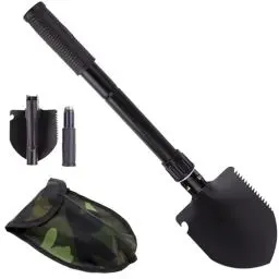 Produktbild: 4-In-1 Multifunktions Klappschaufel, Klappbare Spaten Garten 42cm, Schwarz Klappspaten Mini, Multifunktionaler Camping Klappspaten, Für Wandern,Camping, Jagen, Garten, Schneeschaufeln, (Schwarz).