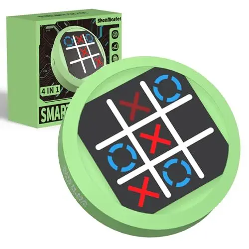 Produktbild: 4-in-1 Tic Tac Toe Elektronisches Spiel, Handheld-Puzzlespiel, Tragbare Reisespiele für Kinder und Erwachsene ab 3 Jahren, Brettspiele, Geschenkidee für Gehirntraining und Gedächtnisentwicklung (Grün)