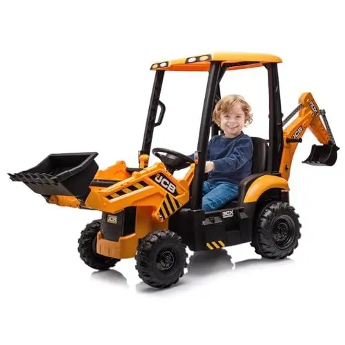 Produktbild: 4 in 1 Elektro Bagger & Bulldozer, 12V Kinder Elektrofahrzeuge mit Fernbedienung, Frontlader, Bagger, Hupe, Eva-Reifen, Gelb
