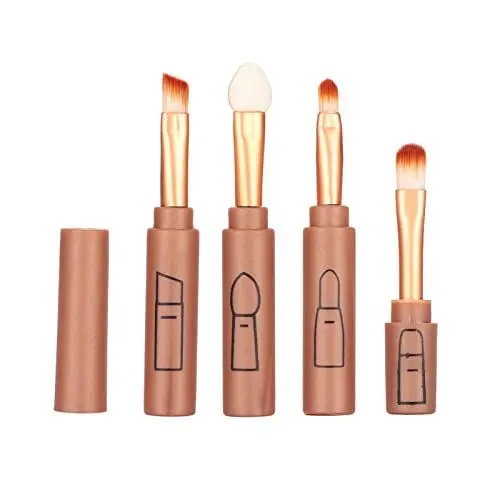 Produktbild: 4-in-1-Make-up-Pinsel-Set Tragbare Einziehbare Lippen-Augenbrauen-Lidschatten-Kosmetikpinsel(Braun)