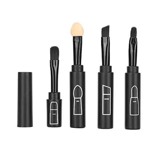 Produktbild: 4-in-1-Teleskop-Make-up-Pinsel-Set, Lippen-Augenbrauen-Lidschatten-Kosmetikpinsel Mini-tragbare Einziehbare Gesichts-Make-up-Pinsel-Kits für die Reise(Schwarz)