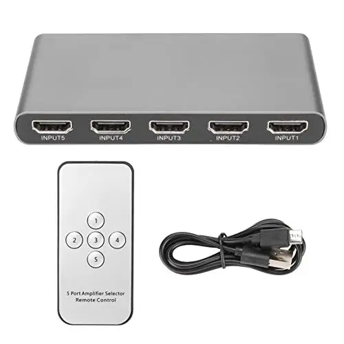 Produktbild: 4K 60Hz HDMI Switch, HDMI Switch 5 in 1 Out, 5 Port HDMI Switcher Selector, Unterstützung für DTS, für Dolby TureHD, für LPCM7.1, für Dolby AC3, für DSD-Format Usw