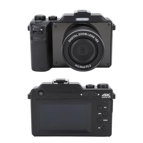 Produktbild: 4K Digitalkamera, 56 MP FHD Videokamera, WLAN Funktion, 18-facher Digitalzoom, Zeitraffer, 128 G Speicher, Anti Shake, Gesichtserkennung, für und Jugendliche