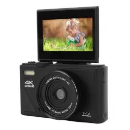Produktbild: 4K Digitalkamera für Fotografie, 64MP UHD 18x Zoom Autofocus Vlogging Camera für YouTube mit 3 IPS Flip -Bildschirm, Kompakte Videokamera mit Webcam -Funktion (Black)