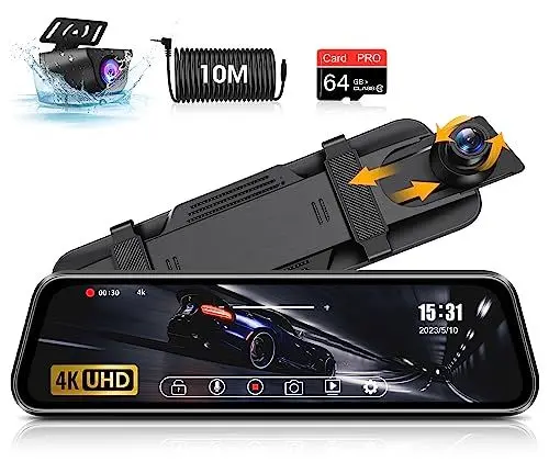 Produktbild: 4K Spiegel Dashcam Rückspiegel Kamera mit 64G SD-Karte Rückfahrkamera Spiegel Auto Kamera mit 10
