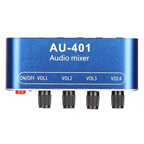 Produktbild: 4-Kanal-Audio-Mixer, Tragbarer -Stereo-Mixer, 3,5-mm-Sound-Selector-Verstärker, Rauscharm, Kompatibel mit PC, Handy, Laptop, für Kleine Clubs oder Bars