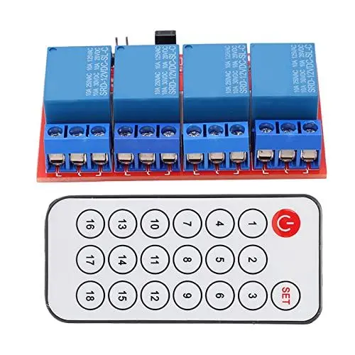 Produktbild: 4-Kanal-Relaismodul-Empfänger + 4-Kanal-Infrarot-Fernbedienungs-Transceiver-Empfänger-Steuerschalter(12V)