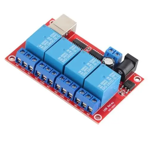 Produktbild: 4-Kanal-Röle-Modul, USB-Röle-Modul 10A İyi Stabilite Kompakt Boyut Uzaktan Fonksiyon Ev Ofis Için Çok Fonksiyonlu Kolay Ayar (24V)