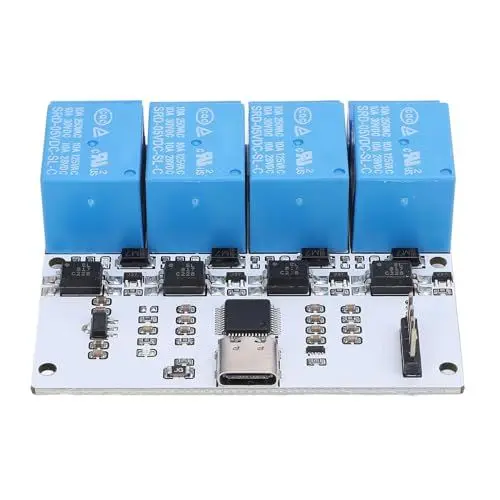 Produktbild: 4-Kanal-USB-zu-340-Modul Typ-C-Schnittstelle, Serielles Steuerrelaismodul, Ausgestattet mit USB-zu-Seriell-Chip, Mikrocontroller und Überstromschutz für Einfache Computersteuerung