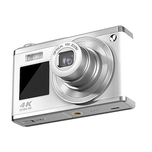 Produktbild: 4K-Digitalkamera, 60 MP Dual-Kamera, Kinderkamera mit 10-fachem Digitalzoom, 2,88-Zoll-IPS-Bildschirm, Kompakte Videokamera mit Anti-Shake, Fülllicht für Teenager, Kinder,