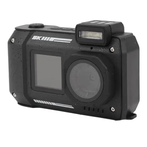 Produktbild: 4K-Unterwasserkamera, 65 MP, Autofokus, 2,88 Zoll, 1,44 Zoll, Dual-Bildschirm, 2500 MAh, wasserdichte Kamera, 33 Fuß Unterwasser-Digitalkamera Zum Schnorcheln, wasserdichte (Black)