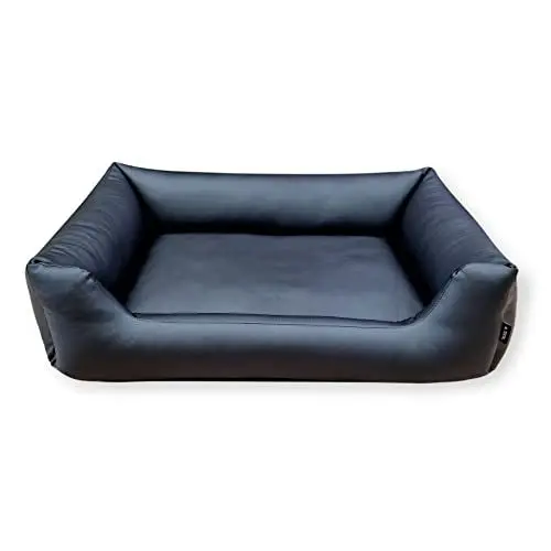 Produktbild: 4L Textil Mario Wasserfestes Hundebett Kunstleder Hundekorb aus Kunstleder Hundebett mittelgroße Hunde Kunstleder Hundesofa Kunstleder Hundekissen Kunstleder (100x70 cm, Schwarz)
