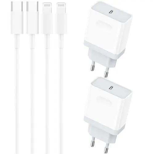 Produktbild: 4-Pack Ladekabel und Schnellladegerät für iPhone 11 12 13 14/14 Plus/14 Pro/14 Pro Max, 20W Ladegerät und 1M Kabel USB C Netzteil Schnellladekabel Stecker Power Adapter Netzstecker Nisiyama
