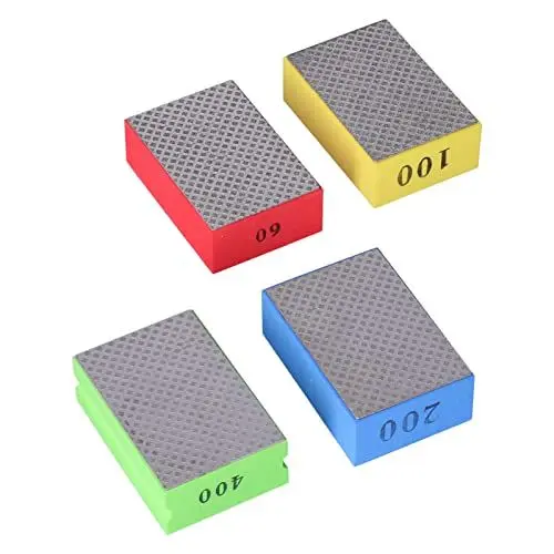 Produktbild: 4Pcs Diamant-Handpolierpads Schleifblöcke Diamant-Handschleifpads Zum Schleifen, Schleifen, Polieren und Scharfen Kanten 60# 100# 200# 400# Körnung