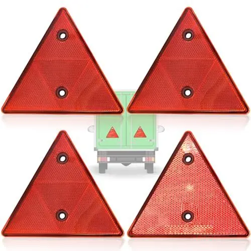 Produktbild: 4Pcs Dreieck Reflektor, Dreieck-Rückstrahler Reflektor, Rot Anhänger Reflektor Dreiecke, Dreieck Anhänger Katzenauge Rückstrahler für Auto Anhänger, Traktor, Wohnwagen