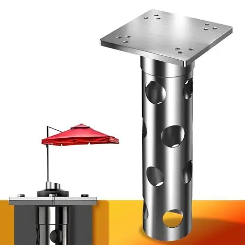 Produktbild: 4smile Bodenhülse Sonnenschirm - Edelstahl Bodenanker Ampelschirm mit Bodenplatte zum Einbetonieren, zeitlose Qualität - Universeller Sonnenschirmständer Ampelschirm, belastbar mit > 1.000 kg