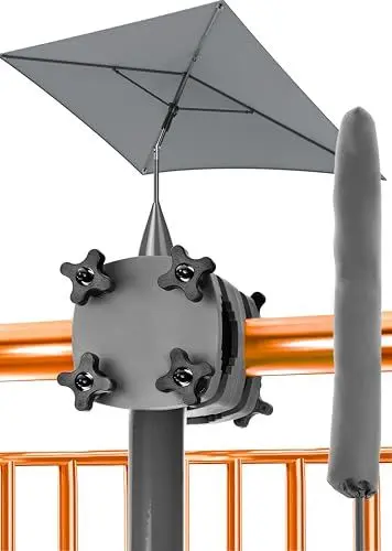 Produktbild: 4smile Sonnenschirm Balkon SunnyShade, Anthrazit - 3-in-1 SET Sonnenschutz Balkon - UPF 50+ Sonnenschirm rechteckig 200 x 125 cm + Sonnenschirmhalter Balkongeländer + Sonnenschirmhülle