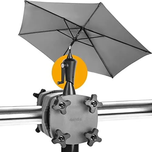 Produktbild: 4smile Sonnenschirm Balkon + Sonnenschirmhalter Balkongeländer - Premium-SET, Anthrazit - UV50+ Aluminium Sonnenschirm groß Ø 280 cm mit Kurbel