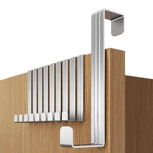 Produktbild: 4smile Türhaken - 10er Set, Edelstahl - Türhaken zum Einhängen, universell verwendbare Türgarderobe - Solide Kleiderhaken Tür, Türhakenleiste zum Einhängen