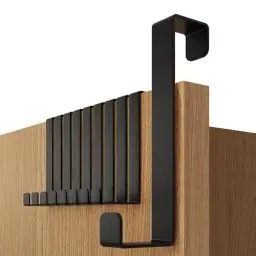 Produktbild: 4smile Türhaken zum Einhängen - 10er Set solide Kleiderhaken Tür - Einzeln verwendbare Haken zum Einhängen, formstabile Türhakenleiste, universelle Türgarderobe, Fb. Schwarz