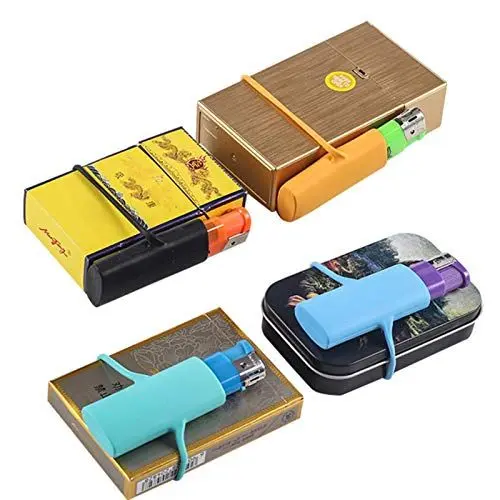 Produktbild: 4-teilige Silikon-Feuerzeugabdeckung, tragbare Feuerzeug-Schutzhülle, integrierte Feuerzeugtasche mit Zigarettenetui, rutschfeste Feuerzeugtasche, Unisex-Rauchzubehör