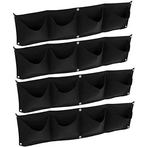 Produktbild: 4-teilige Wandbehang-Pflanzentasche, 4 Taschen zum Aufhängen, wiederverwendbarer Wand-Pflanzgefäß, an der Wand befestigte Wachstumstasche, Outdoor, Indoor, Gartenarbeit(1#)