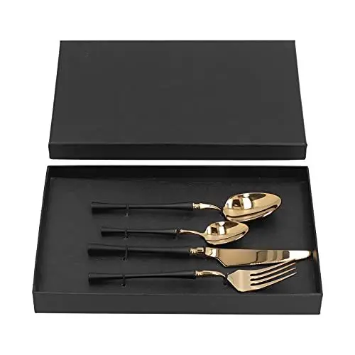 Produktbild: 4-teiliges Besteck-Set, Edelstahl-Besteck, Besteck-Set, Messer, Gabel, Löffel-Set, Küchengeschirr-Set für Zuhause, Restaurant, Hotel