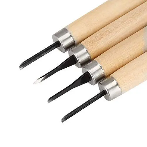 Produktbild: 4-teiliges Holzschnitzmesser-Handschärfer-Stempel-Detail-Schnitzmesser-Schnitzwerkzeug-Set (Nummer Eins)