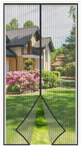 Produktbild: 4UMOR Fliegengitter Balkontür 140x225cm stärkere Magnete Fliegengitter Tür Ohne Bohren Insektenschutz Balkontür für Balkontür Wohnzimmer Terrassentür Türvorhang Fliegenvorhang Nicht Kürzbar Schwarz