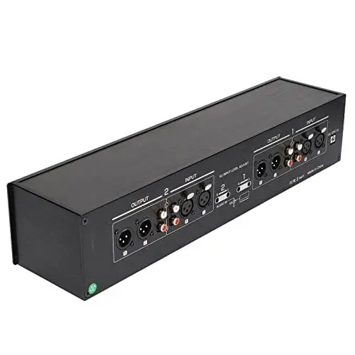 Produktbild: 4-Wege-VU-Meter, Analoge Schallpegelanzeige, 3 XLR-RCA-AnschlüSse, Einstellbare VerstäRkung, DC 12 V, 1 A FüR AudiogeräTe (EU-Stecker)