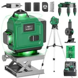 Produktbild: 4x360° Kreuzlinienlaser mit Stativ, 16 Linien Laser Wasserwaage, LED Digitalanzeige, Selbstnivellierende Maschine, IP54 Staub- und Wasserdicht, Arbeitsbereich 30M- LevelMaster Pro
