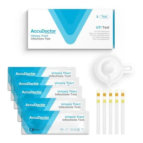 Produktbild: 5 Accudoctor Urin Teststreifen Harnwegsinfekt 4 Indikatoren Einzeln verpackt UTI Test strip Protein Eiweiß Blut Teststreifen Stick Urintestreifen Urintest Mensch Urin Test Strips Strips Eiweiß im Urin