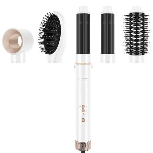 Produktbild: 5 IN 1 MaxAIR Styler, PARWIN PRO BEAUTY Haartrockner Warmluftbürste Set, Rundbürstenföhn, Lockenstab, 5 Aufsätze, Trocknen, Glätten, Volumen, Locken, Ionen Pflege, Hochtouriger Motor, Weiß (Punk-Stil)