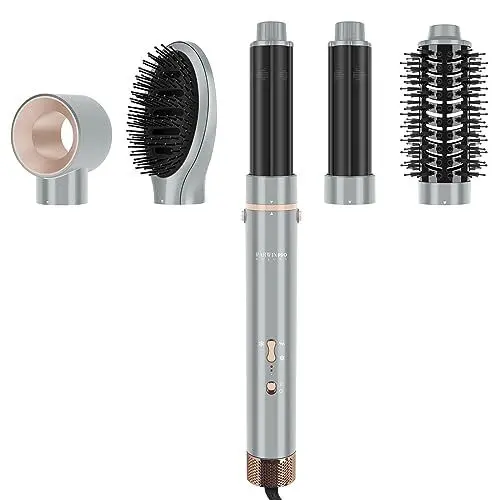 Produktbild: 5 IN 1 MaxAIR Styler, PARWIN PRO BEAUTY Haartrockner Warmluftbürste Set, Rundbürstenföhn, Lockenstab, 5 Aufsätze, Trocknen, Glätten, Volumen, Locken, Ionen Pflege, Hochtouriger Motor, Rosa