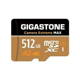 Produktbild: (5 Jahre kostenlose Datenwiederherstellung) GIGASTONE 512 GB Micro SD Karte, Kamera Extreme MAX, bis zu 160/130 MB/s, MicroSDXC-Speicherkarte für DJI, Gopro, Insta360, Dashcam, 4K Video, UHS-I A2 V30