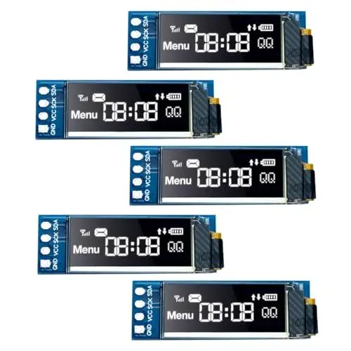Produktbild: 5 PCs 0,91 Zoll I2C OLED Display Module IIC OLED -Bildschirm Treiber DC 3,3 V ~ 5V kompatibel mit Arduino Raspberry Pi (weiß)