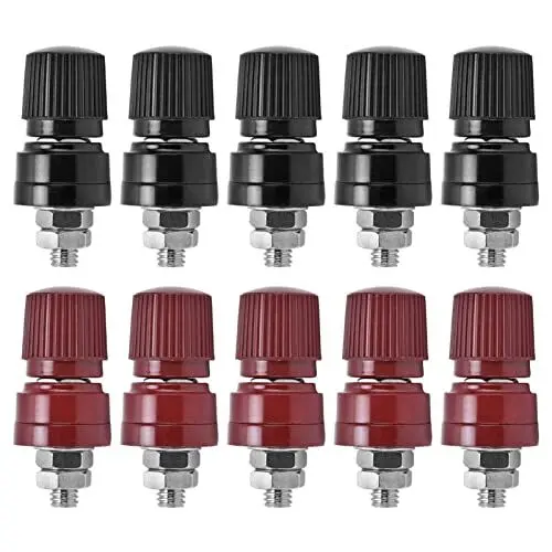 Produktbild: 5 Paar 0 Bis 380 V 100 A Rote und Schwarze Messing-Bindepfosten, 2000 V Spannungsfestigkeit, M6-Gewindeanschluss für Hardware-Elektronik-Leistungsregler