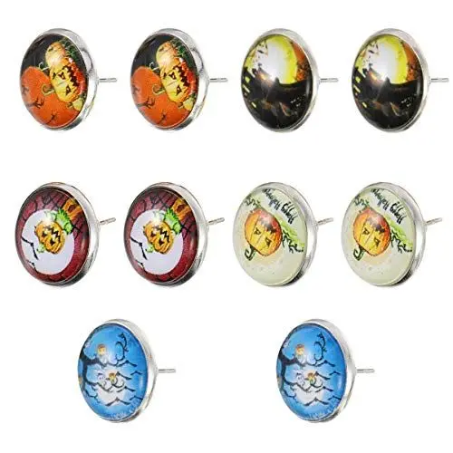 Produktbild: 5 Paare Halloween-ohrringe Halloween-ohr Baumeln Ohrstecker Für Damen Cabochon-ohrringe Geisterohrringe Thanksgiving-ohrringe Modische Ohrstecker Fräulein Mädchen Legierung