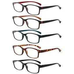 Produktbild: 5 Pack Lesebrille Herren Damen,Hochwertig Federscharniere Brillen Komfortabel Rechteckig Super Lesehilfe fur Manner und Frauen (5 Farbe Mischen, 1.75)