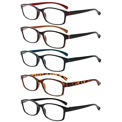 Produktbild: 5 Pack Lesebrille Herren Damen,Hochwertig Federscharniere Brillen Komfortabel Rechteckig Super Lesehilfe fur Manner und Frauen (5 Farbe Mischen, 1.75)