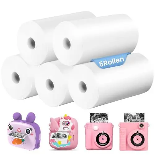 Produktbild: 5 Rollen Druckpapier Thermopapier für Kinderkamera, Sofortdruck Thermopapier, Druckpapier Nachfülldruckpapier, Nachfüllpapier für Kinderkamera Sofortdruckkamera,Breite: 2,28 Zoll