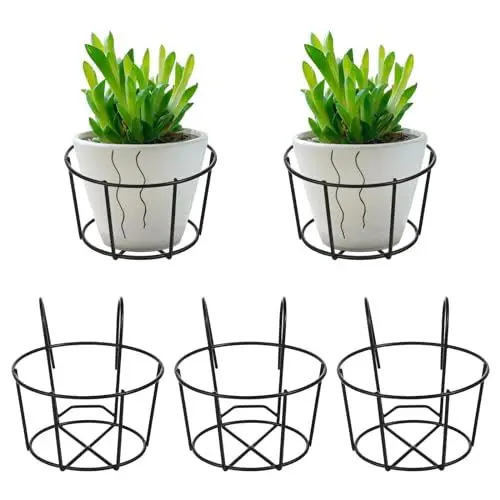 Produktbild: Cabilock 5 StüCk Balkon HäNgende Blumentopf Halterung, Eisen Blumentopf StäNder, Platzsparendes Design, Geeignet FüR Balkon, Garten Und Zaun, Schwarz